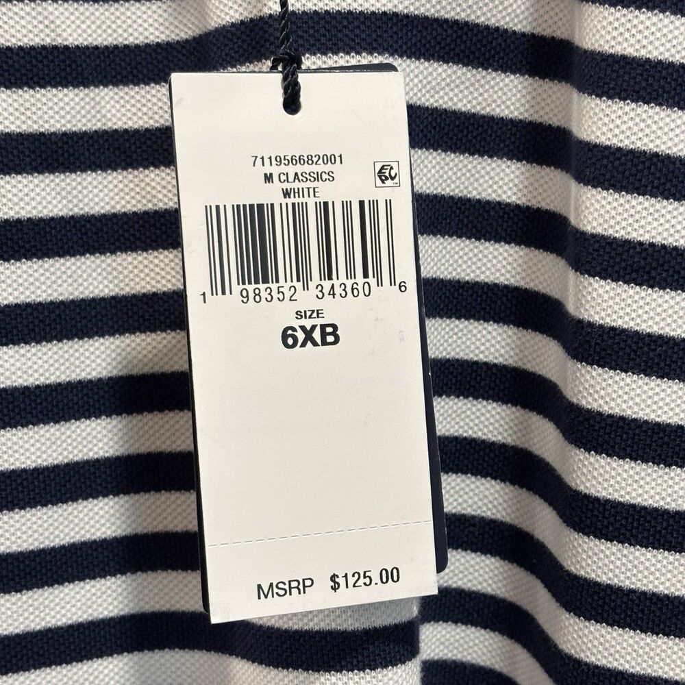 Polo Ralph Lauren Mens 6XB Navy Blue White Striped Short Sleeve Polo Shirt NWT - Picture 4 of 8